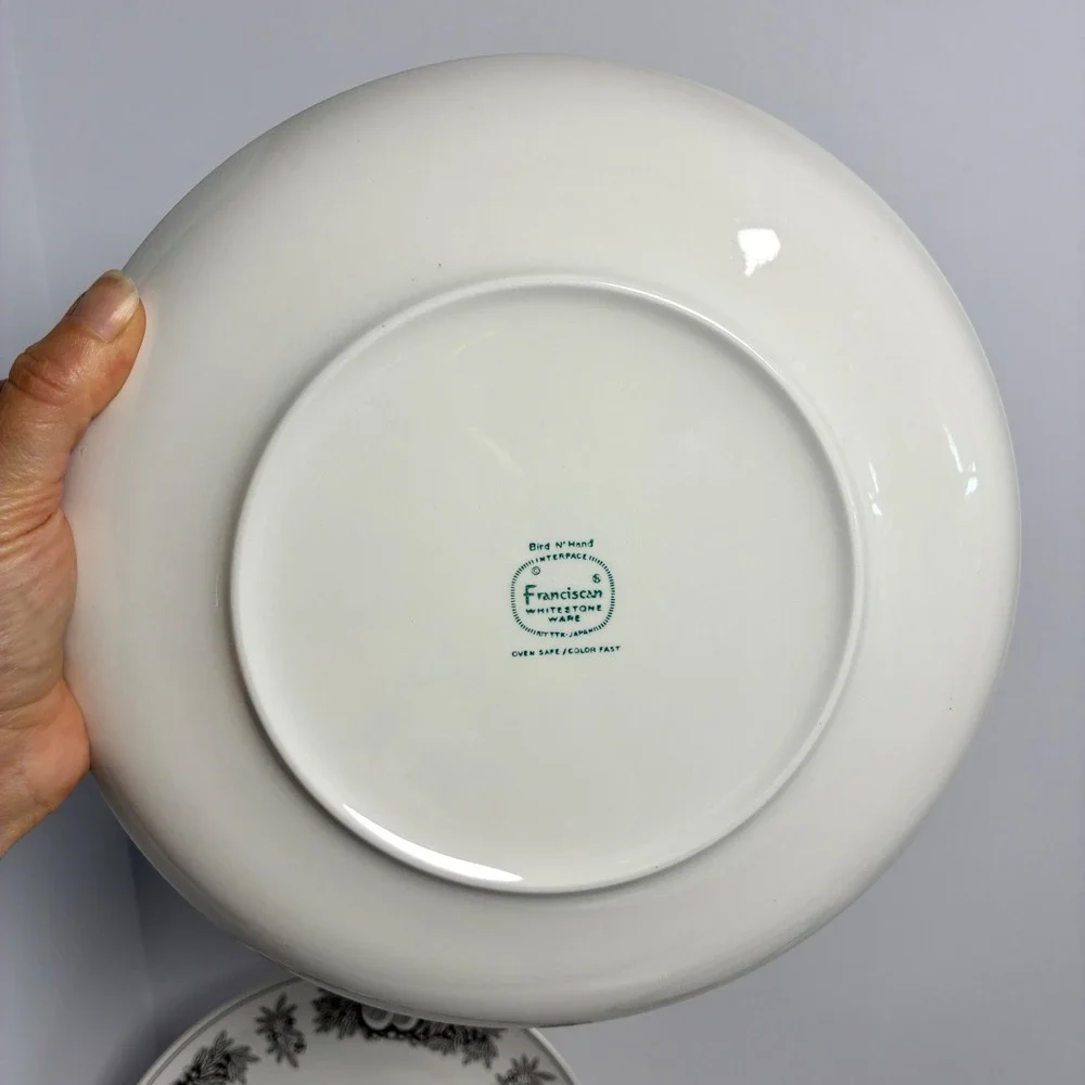 3 Franciscan Dinner Plates Bird N' Hand Whitestone Ware 10